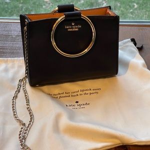 Kate Spade Black Leather Purse w/ Gold Chain